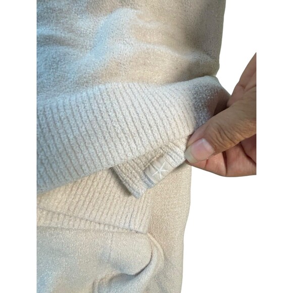 Barefoot Dreams Cozychic Lite Half Button Women's XL Ivory Hoodie Kangaroo - Picture 11 of 12